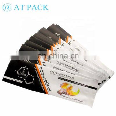 Custom printed back side sealing granola bar packaging