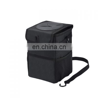 Waterproof car trash can with Lid and Storage Pockets for car