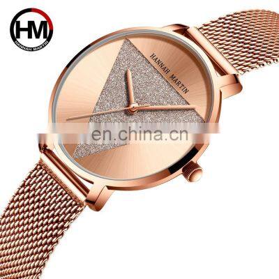 Hannah Martin HM-1332 Customized ladies quartz watches small dial triangle stylish steel luxury women wristwatch