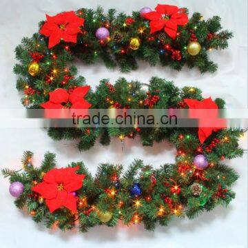 2015 9ft artificial red christmas flower garland