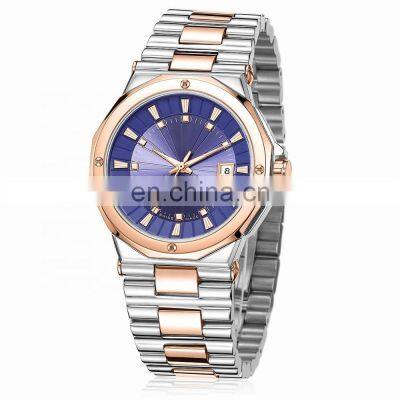 Top Brand Sports Watches Blue Dial Stainless Steel Rose gold Bracelet Stylish Luxury Watches Men wrist