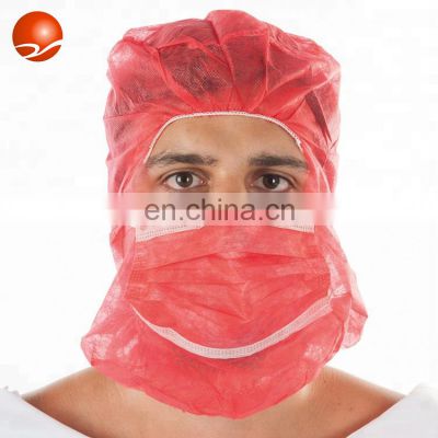 Disposable High Quality Wholesale Colorful Hood Head Cover Astronaut Cap with 3ply Face Mask