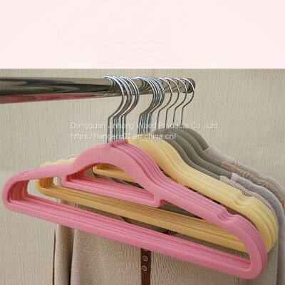 Amazon Hot Sell Sustainable Velvet Hanger Garment Usage Non-slip Flocking Hangers Soft Space Saving Rack photo-4