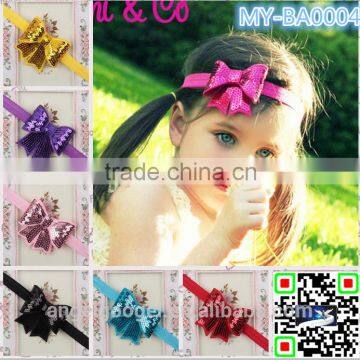 Small ribbon bow baby hair accessories hair bowknot blingbling glitter headbands MY-BA0004