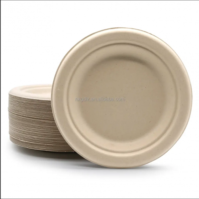 6 Inch Greaseproof Eco Friendly Biodegradable Sugarcane Bagasse Pulp Plate Takeaway