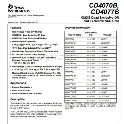 CD4070BF3A DIP logic gate TI original stock