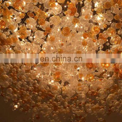 Custom Crystal Lobby Chandelier Large Hotel Lobby Ballroom Art Glass Bubble Chandelier