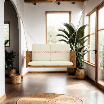 Porch Swing Hanging Bench Waterproof Bench for Outdoor Furniture With Backrest Woven Wicker Outdoor Furniture photo-2