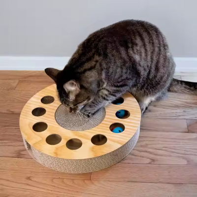 Cat Scratching Board Track Cat Toy, With Catnip for Indoor Cats - Circular Busy Box Scratching photo-5