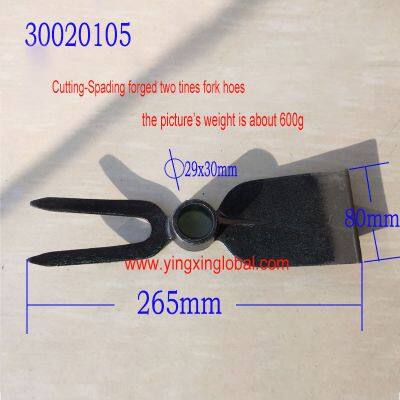 30020105 round hole eye two tines cutting-spade type Forged digging fork-hoe garden hoe