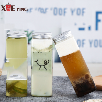 Plastic Beverage Juice Bottle With Reusable Transparent Plastic Bottle and Aluminum Lids