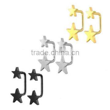 Assorted Stainless Steel Reversible Double Side High Polished Front Back Star Screw Stud Earrings