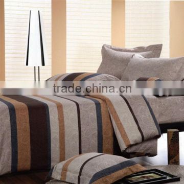 Pigment Print Geometry Strip Bedding Cotton Duvet Cover Bed Set