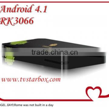 android tv box Rockchips RK3066 1.6GHz ARM Cortex Dual-core A9+ 1080P media+3D GPU android tv box 4.1