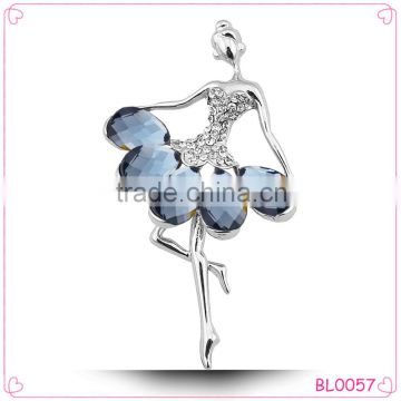 2016 New Design Elegant Dancer Design Brooch with Crystal Sweet Girl Jewelry