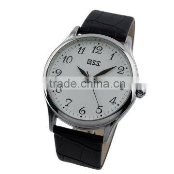 ESS Men's Classic Black Leather White Quartz Man Watch WM265-ESS