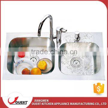 Satin Polish Kitchen Sink Water Tank Double Sink in Singapore