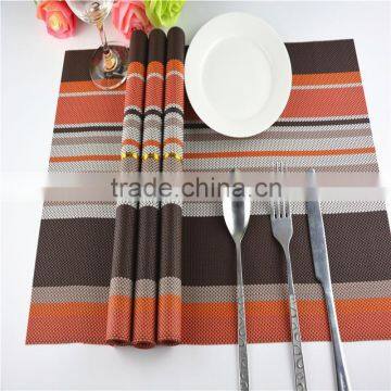 Table Placemats Valdler PVC Placemat for Daily Life Cross Pattern Slip Heat-Resistant stripe Set