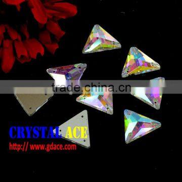 Wholesale CrystalAB Triangle Sew on Glass Beads, Crystal Beads Sew on