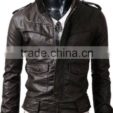 MENS DESIGHNER SLIMFIT BIKER GENUINE LEATHER JACKET BROWN COLOUR