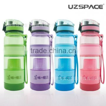 Double twist lid unbreakable tea infuser bottle BPA Free