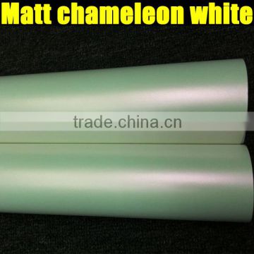 2014 Newest type chameleon pearl matte white film with air free bubbles , white to pink