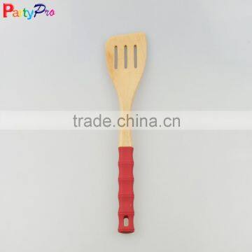 2016 Hot sale Bamboo kitchen utensils with silicone handles