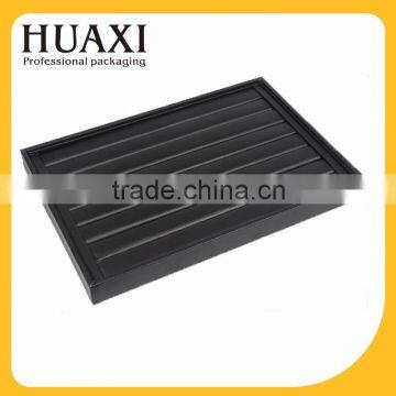 Black wooden PU leather jewelry display tray