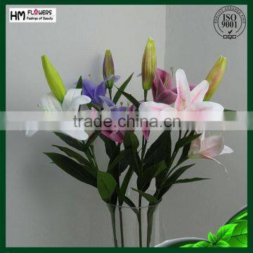 Plastic artificial flower real touch tiger lily with long stem