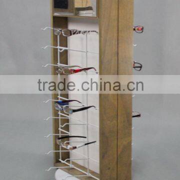 Roating floor standing Wooden sunglasses display rack