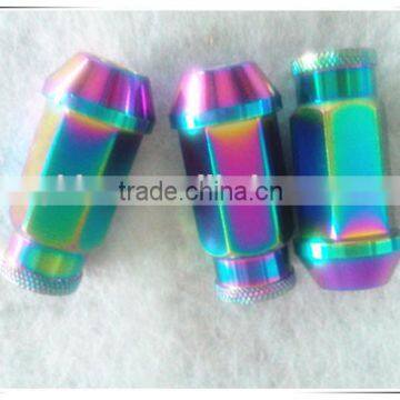 Racing neochrome color wheel lug nut for car