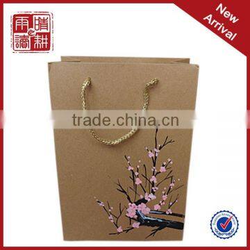 2015 cheap wholesale personalized custom brown paper shopping bags with handles