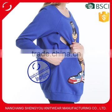 Custom wholesale 100% Cotton Fleece Maternity Clothes Breastfeeding clothes Hoodies & Sweatshirts