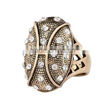 China Wholesale Cheap Jewelry Zinc Alloy Vintage Rhinestone Full Jewelled Fomger Ring photo-2