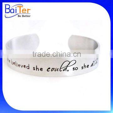 Custom Personalized Word Quote Cuff Stainless Steel Memorial Bracelets