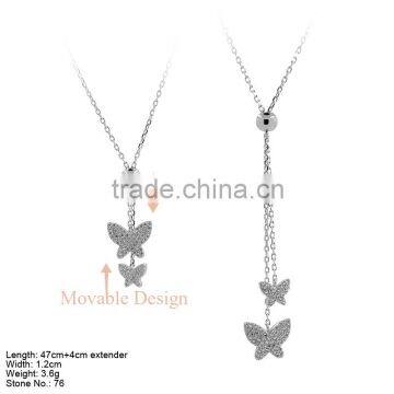 NZA9-003 925 Jewelry with CZ Stone Silver Necklace Butterflies Necklace