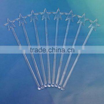 9.8 inch transparent star shape stick/swizzle stick/ cocktail stick stirrer