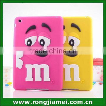 3D Cartoon M rainbow beans soft silicone case for Ipad mini 2