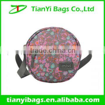 Sublimation flower pattern fabric mini round coin pouch