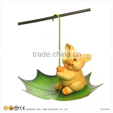 Ceramic Pig on Umbrella Bird Water Drinker