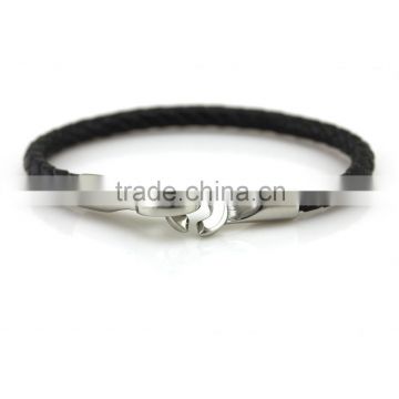 magnetic stainless steel cow leather bracelets,round cord wristbands,real leather bracelets cuff