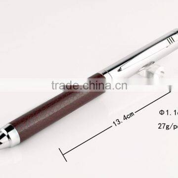 fashion design metal leather ball pen stamped your logo