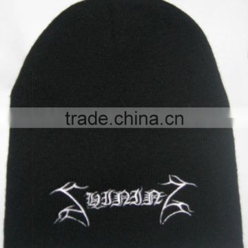 acrylic Beanie with embroidered lgo,embroidered winter beanie hat