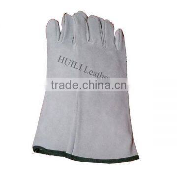 cow split leather resist heat glove with long sleeve