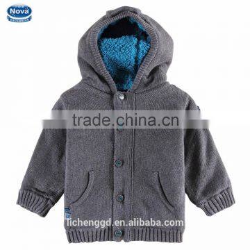 (A4583) nova2015 new design good quality wool kids sweater with hood cute baby boys warm sweaters for winter