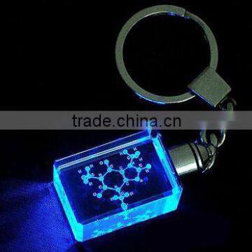 Glass Crystal Keychain Etched Love With LED Light For Weeding Door Gift