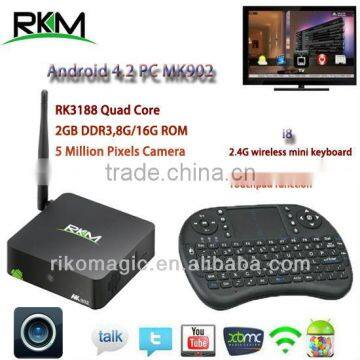2013 Hot Selling Smart Android 4.2 Quad Core MINI PC,XBMC Android TV Box & 2.4G wireless mini keyboard I8