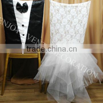 YHC#149 lace fancy skirt chair back cover-polyester banquet wedding chiavari chair back cover