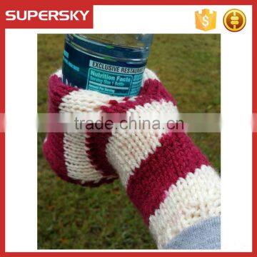 A-703 Hand Knitted Drink Mittens Crochet Beer Mitten Cosy Crochet Bottle Hand Holder