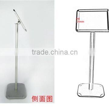 Free Floor Stand Aluminum Sign Post Hotel Use Lobby Display Silver Menu Holder With Square Base photo-5